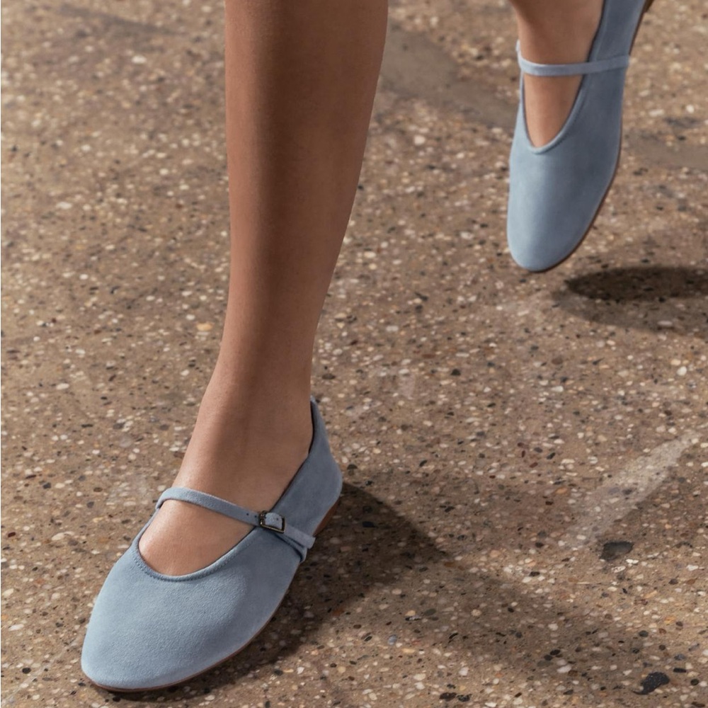 ZARA blue suede ballet flats EU39/US8